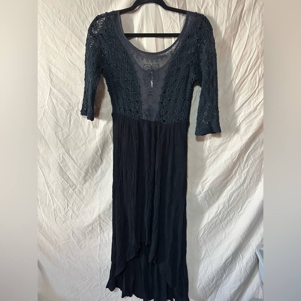 FREE PEOPLE Black Midi Dress "Lonesome Dove" Size 6